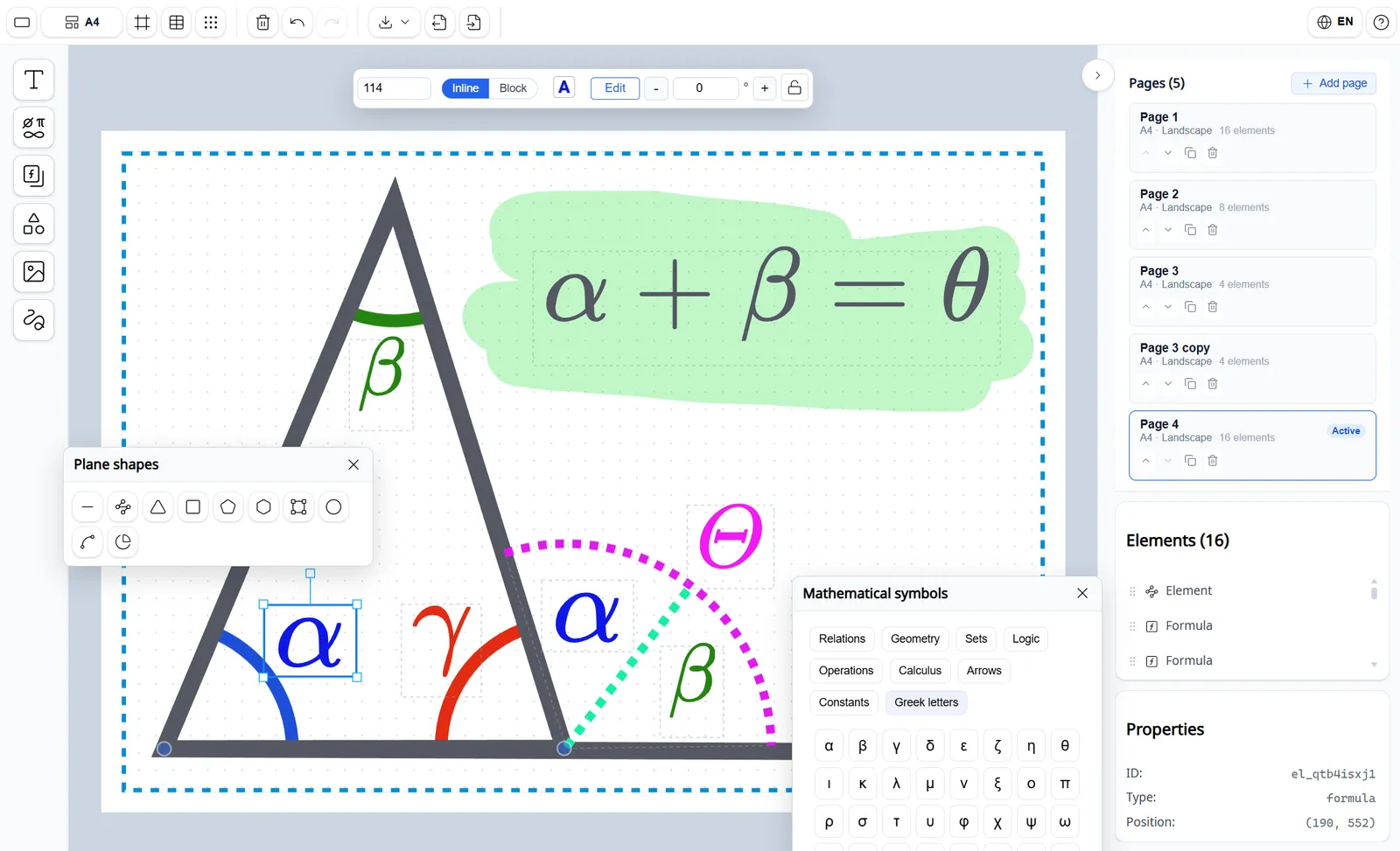 Workspace for visual mathematics 1